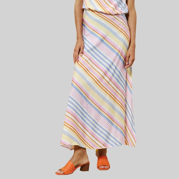 FRNCH Pastel Striped A-Line (selling the white ruffled blouse as well) - Picture 7 of 12